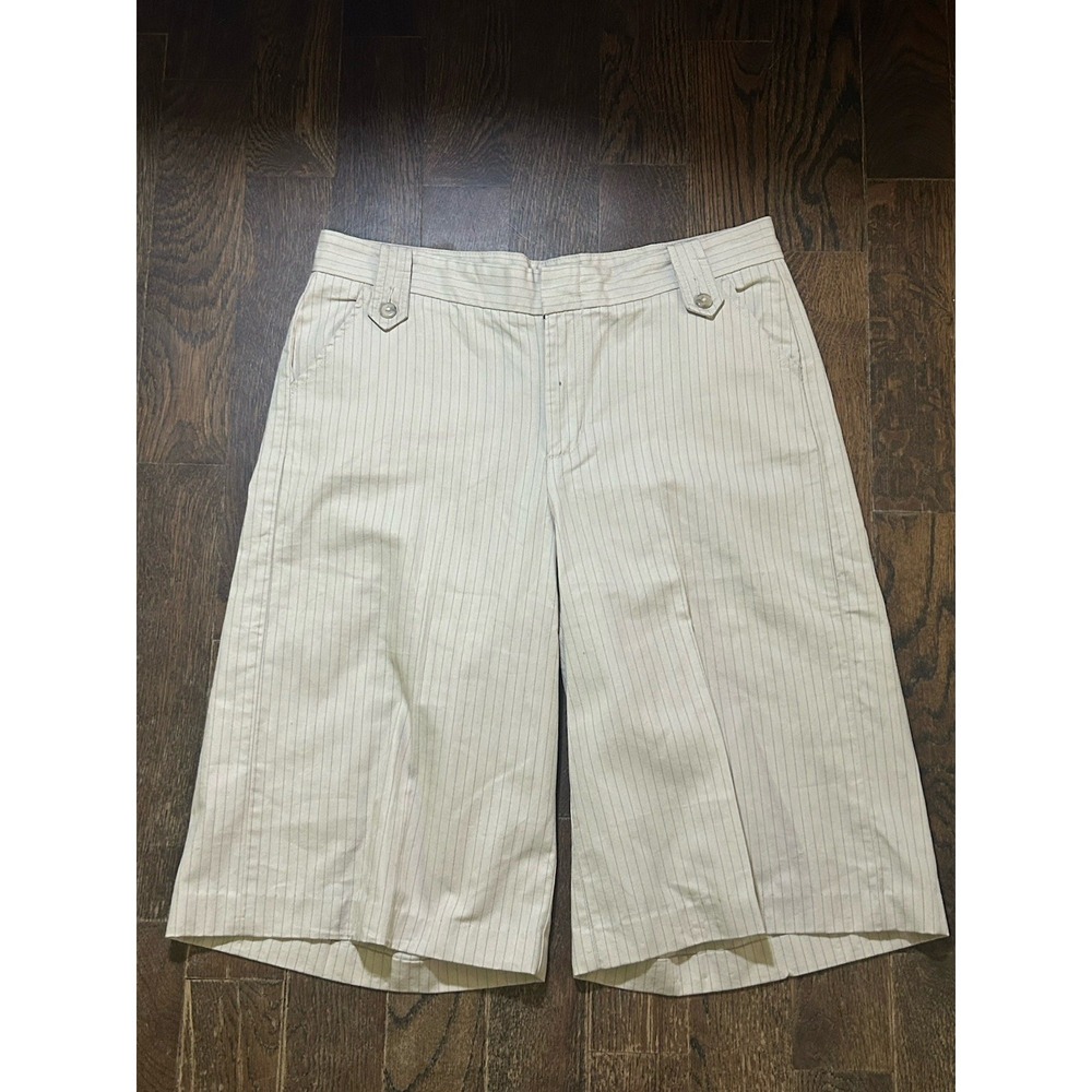 Riders Casuals Capri Beige Stripe Cotton Blend Pockets Women's Pants Size 12M‎